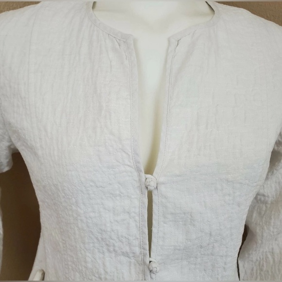 Eileen Fisher cotton linen blend textured light jacket in oatmeal Large EUC - Picture 3 of 10